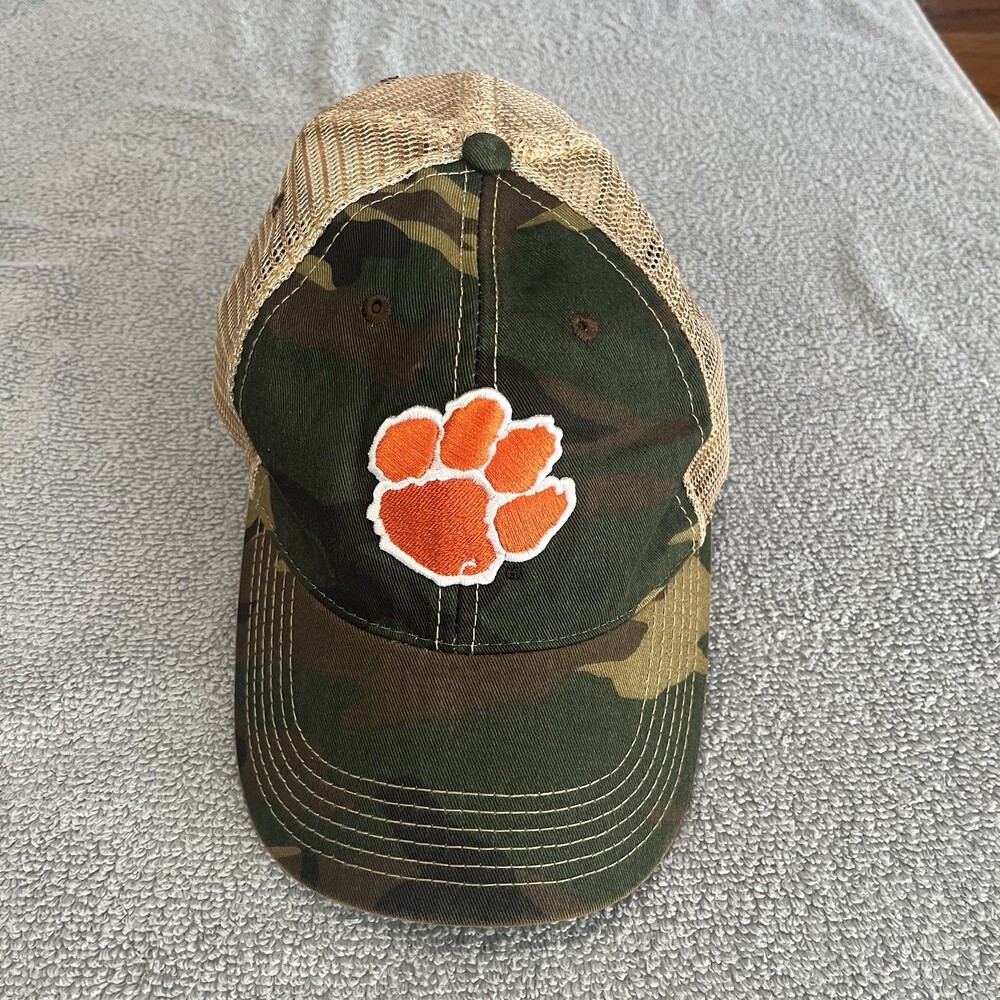 Vtg Legacy Clemson Tigers Camouflage Truck Mesh Hat Football Adjustable - Picture 1 of 7